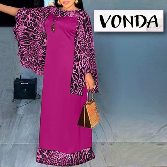Vonda Dresses & Skirts - VONDA Elegant Leopard and Pink Kaftan Dress 🐆 NEW!!!